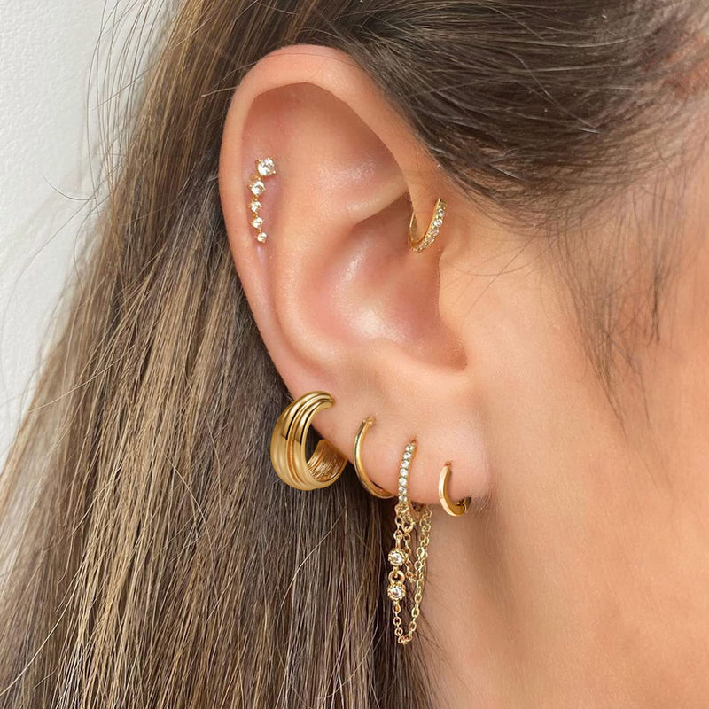[Australia] - Gold Women Hoop Earrings Set: 14K Small to Large | Thin to Chunky Hypoallergenic Loop Earrings Packs for Teen Girls' Sensitive Ears gold 