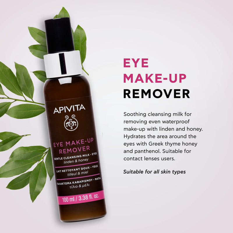 [Australia] - APIVITA Natural Eye Make-up Remover with Honey and Linden 3.38 fl.oz. | Cleansing Milk for the Eyes Suitable for Sensitive Eyes & Contact Lenses Wearers | Waterproof Makeup & Impurities Remover 