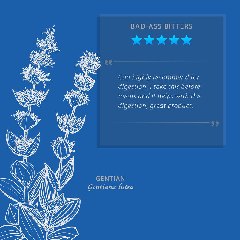 [Australia] - WishGarden Herbs Badass Bitters - Herbal Digestive Aid Tincture with Organic Gentian Root and Fenugreek Seed, Organic Digestive Bitters for Upset Stomach and Digestive Relief (4oz) 4 Fl Oz (Pack of 1) 