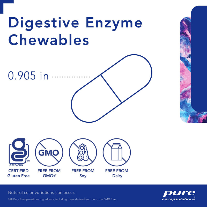 [Australia] - Pure Encapsulations Digestive Enzyme Chewables | Chewable Enzyme Blend to Support Protein, Carbohydrate, Fiber, and Dairy Digestion | 100 Chewable Tablets 