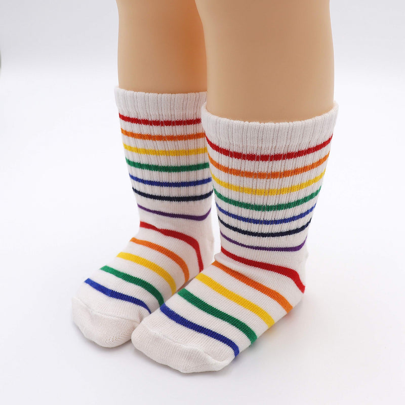 [Australia] - Xiyadun Unisex Toddler And Kids Striped Rainbow Crew Socks Colorful Cotton Socks Packs 1-3T Assorted 4 Pack 