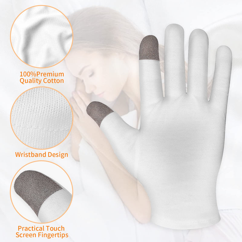 [Australia] - 1 Pairs Medium Touch Screen Moisturizing Gloves White Cotton Moisturizing Gloves for OverNight Bedtime Heal Eczema Sleeping Lotion Hand Spa Treatment Gloves Repair Rough Cracked Dry Chapped Hands Skin 1 pair 