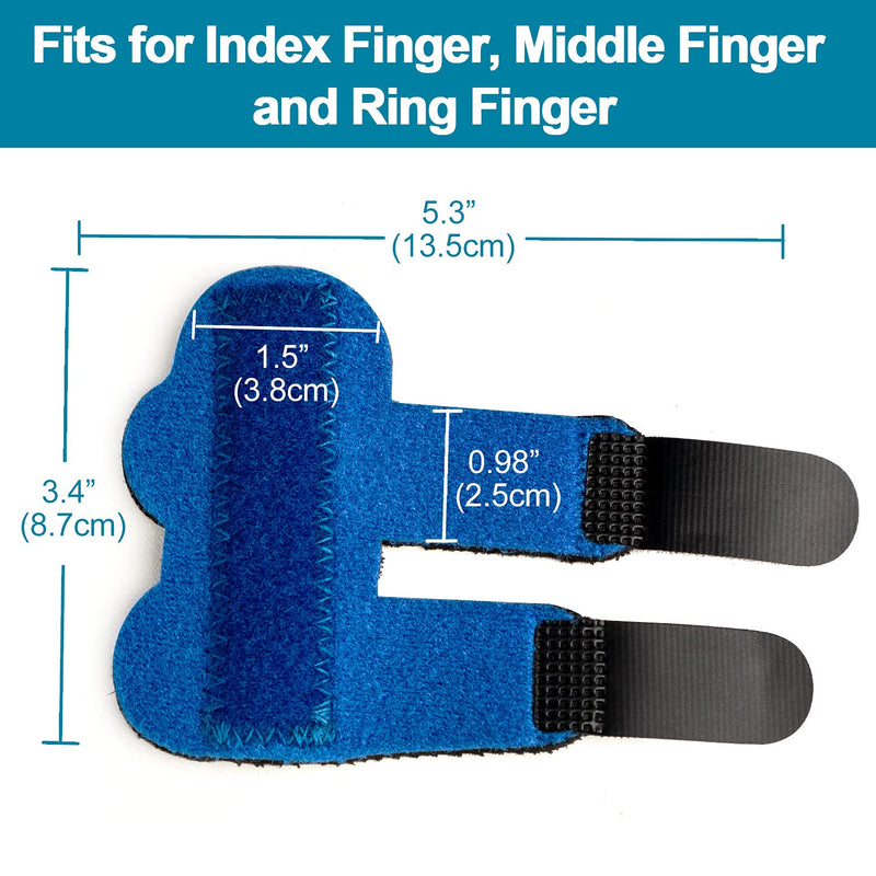 [Australia] - Welnove Finger Braces,2 pcs Finger Splint for Mallet Finger, Trigger Finger, Broken Finger, Finger Stabilizer for Straightening and Provide Support to Index Finger, Middle Finger, Ring Finger -- Blue Blue-A-Medium 