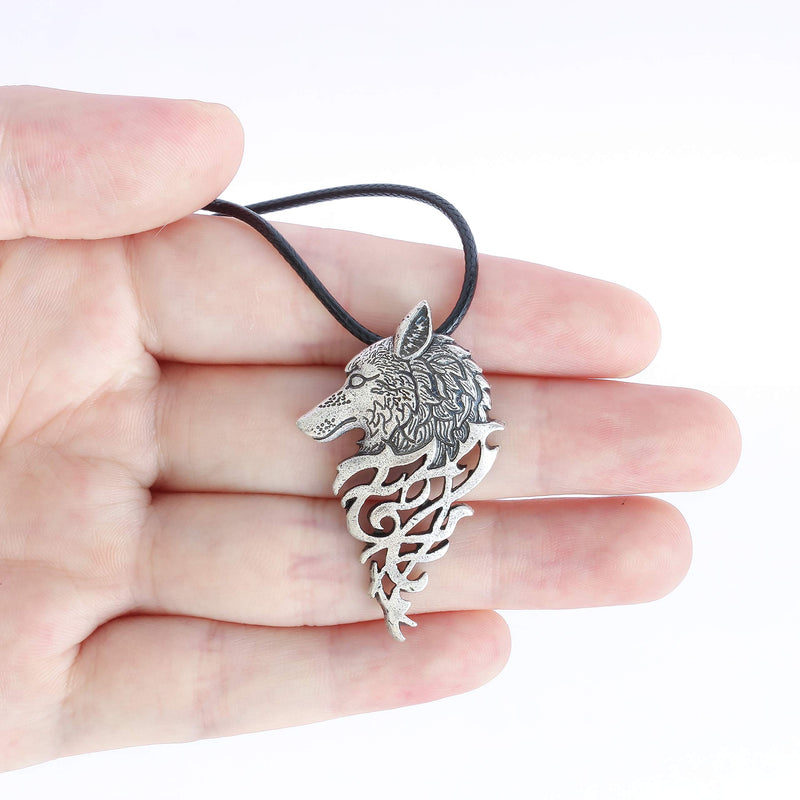 [Australia] - HAQUIL Wolf Necklace - Metal Alloy, Spirit Wolf Head Pendant - PU Leather Cord - Teen Wolf Merchandise 2 