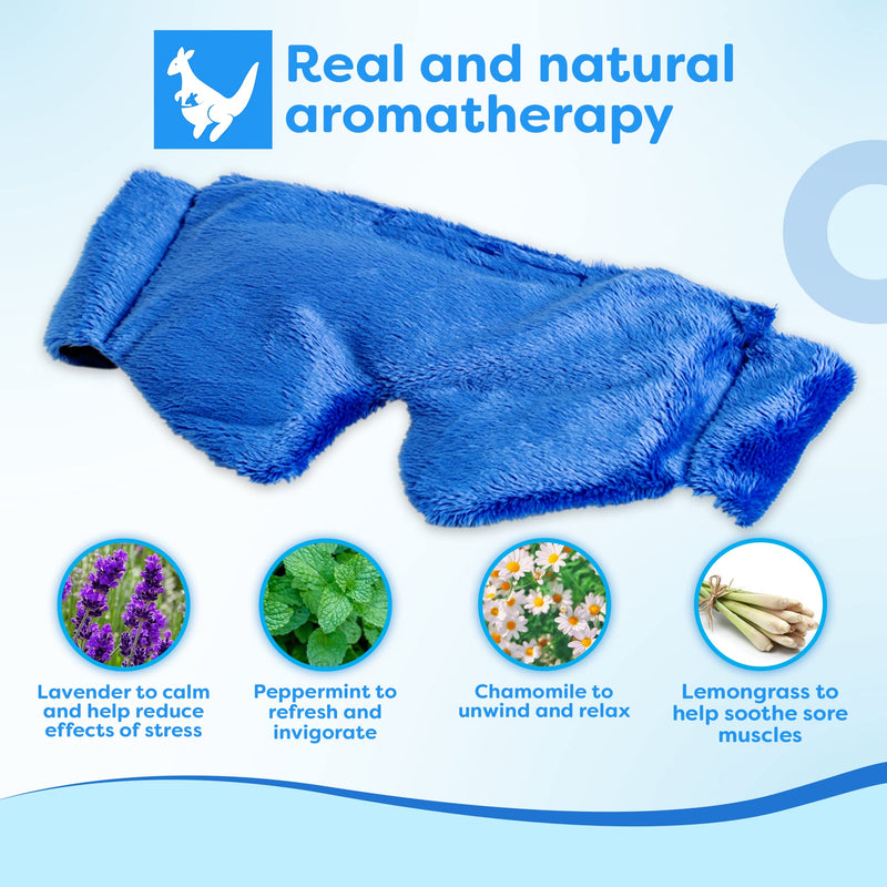 [Australia] - Huggaroo Gem - Super Plush Heated Eye Mask and Sleep Mask with Gel Ice Pack - Soft, Washable Cover and Lavender Aromatherapy - Blue Blue (Scented) 