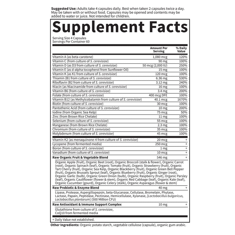 [Australia] - Garden of Life Multivitamin for Men - Vitamin Code 50 & Wiser Men's Raw Whole Food Vitamin Supplement with Probiotics, Vegetarian, 240 Capsules 240 Count (Pack of 1) 