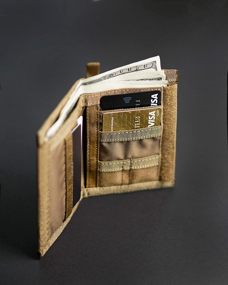 [Australia] - CHAMELEON Velcro Bifold Mens Wallet-Tactical Wallet-Thin Travel Front Pocket coyote 