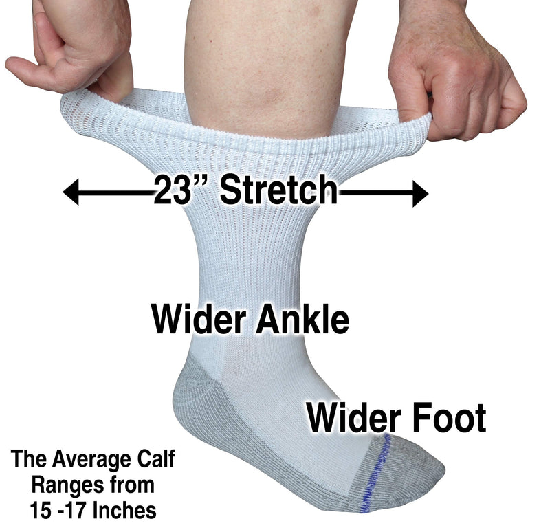 [Australia] - Loose Fit Stays Up Men's and Women's Medical Socks (Pack of 3) Made in USA. Cushioned Sole Large Black 