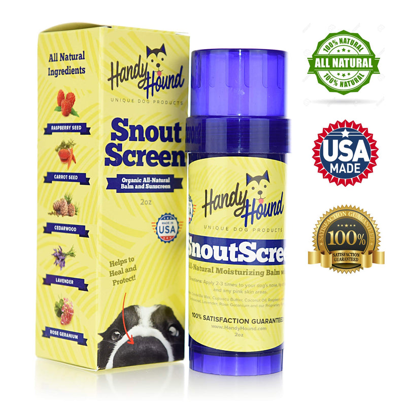 [Australia] - Handy Hound SnoutScreen | Nose Balm | Moisturizing All Natural Pet Balm and Sunscreen Heals Dry, Chapped, Cracked, and Crusty Dog Snout and Protects from Sun and Discourages Insects, 2 oz 