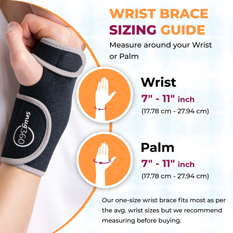 [Australia] - SNUG360 Wrist Brace with Splint - Adjustable & Breathable Wrist Brace for Carpal Tunnel, Tendonitis, Arthritis, Sprain & Fracture, Removable Aluminum Splint for Wrist Support, Left Hand, OR Right Hand (Right Hand) 