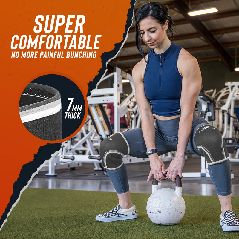[Australia] - Knee sleeves for weightlifting (Sold as a Pair) for Men & Women | 7mm Thick Neoprene Compression Knee Sleeve | Knee Brace Support Working Out & Weight Lifting Squat, Deadlift, Mobility & Warmth Gray Medium 