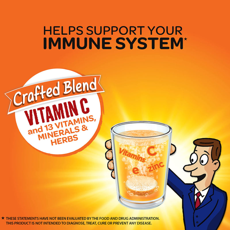 [Australia] - Airborne Vitamin C 1000mg (per serving) - Zesty Orange Effervescent Tablets (10 count in a box), Gluten-Free Immune Support Supplement, With Vitamins A C E, ZINC, Selenium, Echinacea & Ginger 10 Count (Pack of 1) 