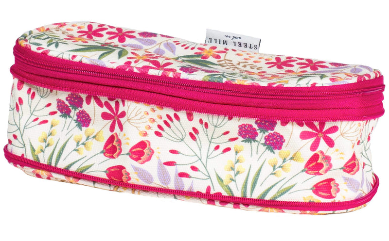 [Australia] - Steel Mill & Co Big Capacity Pencil Case Holder, Cute Floral Expandable Travel Zipper Pouch, Storage Organizer for Art Supplies, Makeup, Toiletries, and Tech Accessories, Wildflowers 