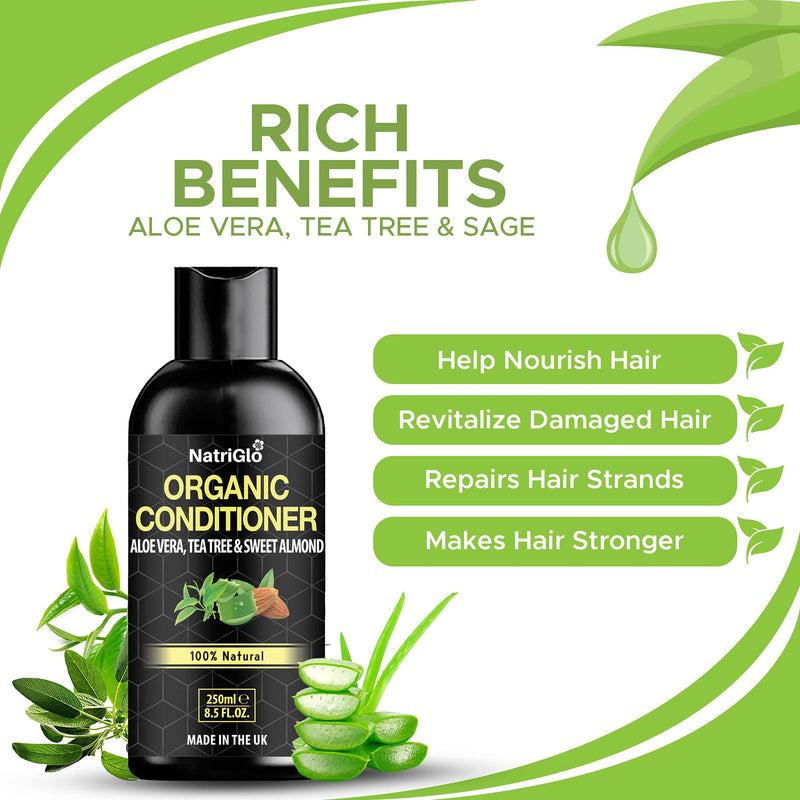 [Australia] - Organic Tea Tree, Aloe Vera & Sweet Almond Conditioner for Dry, Flaky, Itchy Scalp, Damaged Hair - Spots, Pimples | Eczema Care | Vegan Conditioner for Women & Men | SLS Free, Pareben & Sulfate Free ‚Ä¶ 