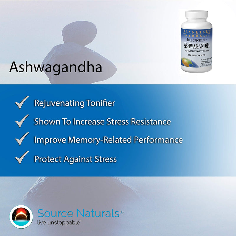 [Australia] - Planetary Herbals Ashwagandha Full Spectrum 570 mg, Rejuvenating Tonifier,120 Tablets 