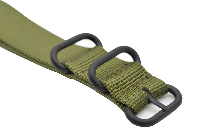 [Australia] - ArtStyle Watch Band with Ballistic Nylon Material Strap and High-End Black Buckle (Matte Finish Buckle) 18mm Army Green 