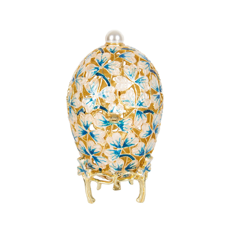 [Australia] - QIFU Hand Painted Enameled Faberge Egg Style Decorative Hinged Jewelry Trinket Box Unique Gift for Home Decor White 