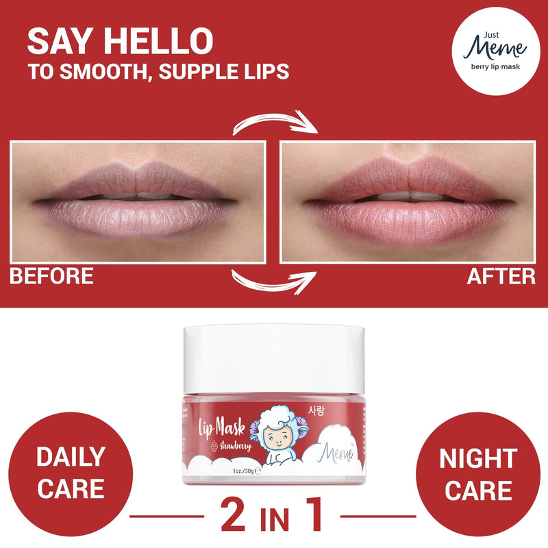 [Australia] - MeMe Lip Mask 1Oz - Korean Skincare Lip Treatment - Overnight Lip Sleeping Mask Effectively Moisturizes & Repairs Dry Chapped Lips, Collagen Peptide Lip Care Sleep Mask with Hyaluronic Acid & Vitamins 