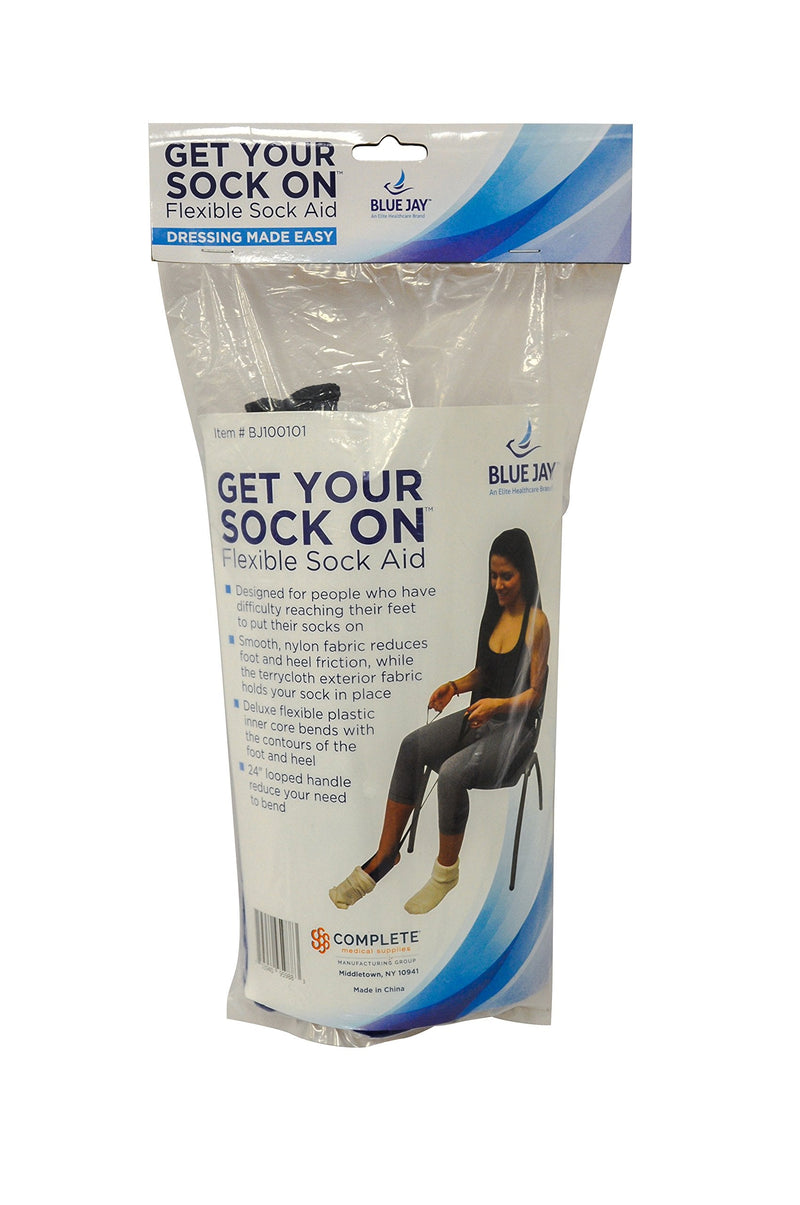 [Australia] - Blue Jay An Elite Healthcare Brand Get Your Sock Flexible Sock Aid for Surgery Recovery Patients with Looped Handles and Flexible Plastic Inner | 25 inches. Cord Length 