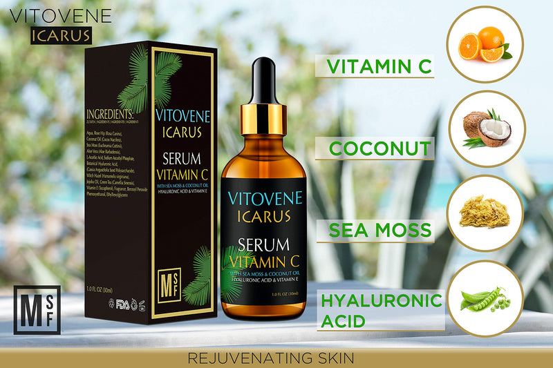 [Australia] - ADVANCED VITAMIN C and Hyaluronic Acid Serum | Luxurious Caribbean SEA MOSS & COCONUT OIL | Anti Ageing Rejuvenation | Collagen Boost Plumper, Firmer, Visibly Vitalised Skin | Vegan 