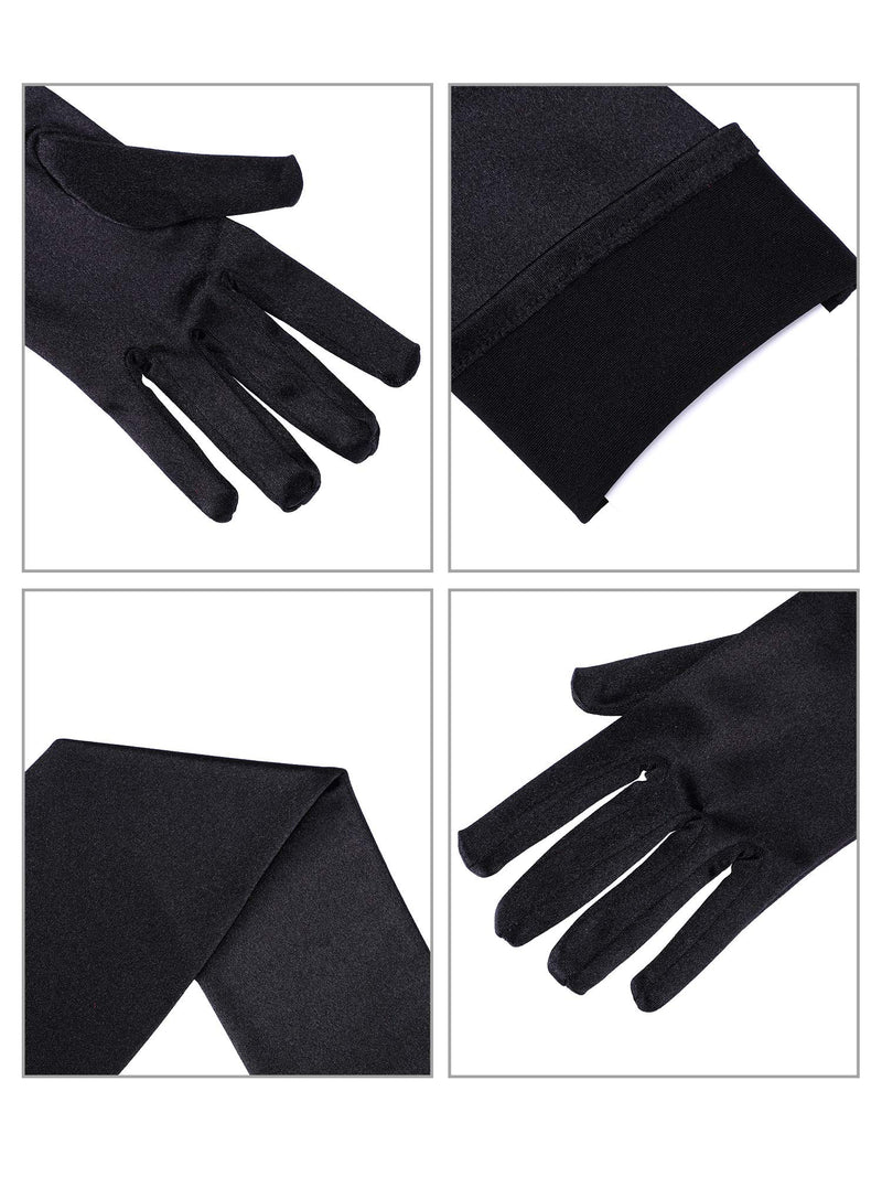 [Australia] - Opera Gloves 1920s Long Glove Classic Satin Elbow Length Gloves for Women, Adult Size (Black B) 