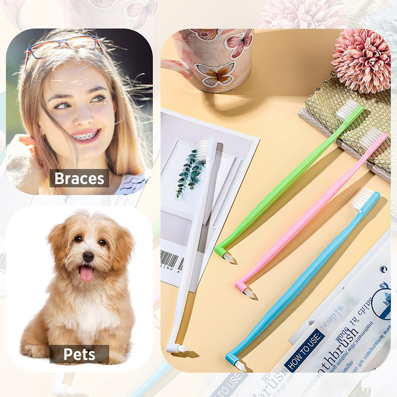 [Australia] - 4 Pieces Tufted Toothbrush Brace Toothbrush Double Ended V-Trim Bristles Toothbrush Soft Trim Toothbrush Single Tufted Toothbrush for Braces Detail Cleaning 