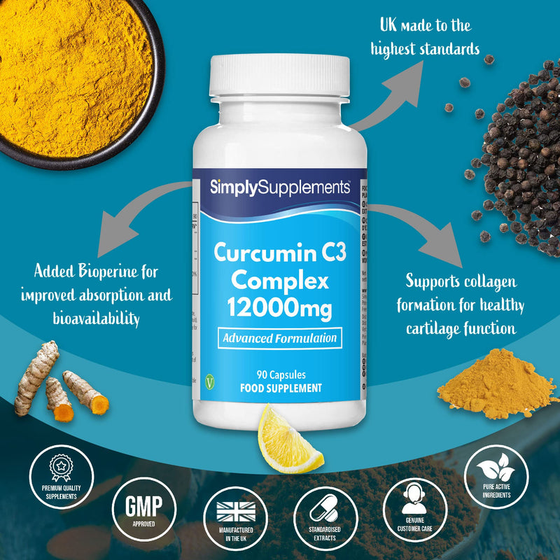 [Australia] - Curcumin Capsules with Bioperine Black Pepper Extract | Vegan & Vegetarian Friendly | Active Ingredient of Turmeric | 90 Capsules = Up to 3 Month Supply 