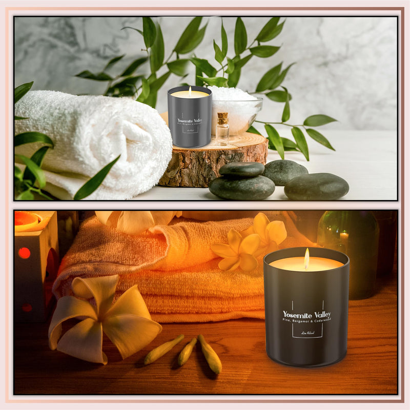 [Australia] - Relaxd Premium Pine, Bergamot & Cedarwood Scented Natural Soy Wax Candle (Yosemite Valley), Large, Long Lasting Aromatherapy Candles 