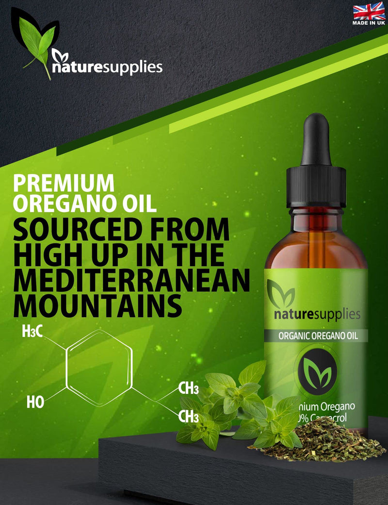 [Australia] - Naturesupplies Wild Oregano Oil Organic Certified 10ml Made in UK, Grown in The Mountains of The Mediterranean, 80 Percent Plus Carvacrol,125-130mg Carvacrol Per Serving, Super Potent Essential Oil 10 ml (Pack of 1) 