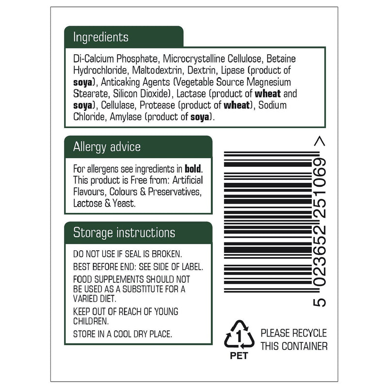 [Australia] - Natures Aid Digestive Enzyme Complex (with Betaine HCI) 60 Tablets. Suitable for Vegetarians. 