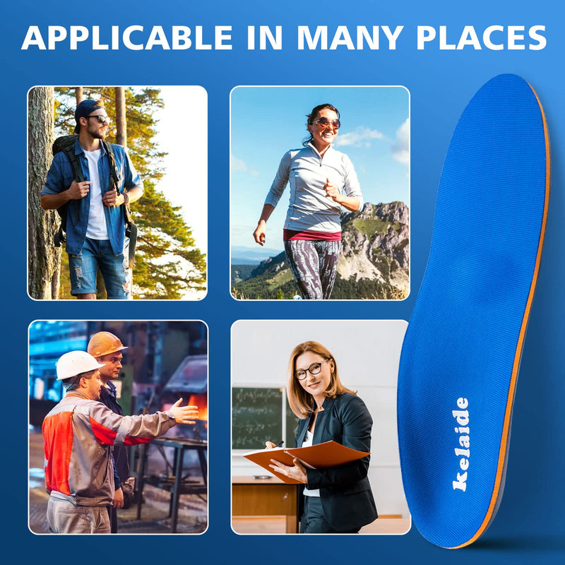 [Australia] - Kelaide Arch Support Insoles Relief Plantar Fasciitis, Comfort Orthotic Inserts for Flat Feet, Feet Pain, Pronation, Shoes Insoles for Men and Women Blue Mens(8-8.5)/Womens(10-10.5) 