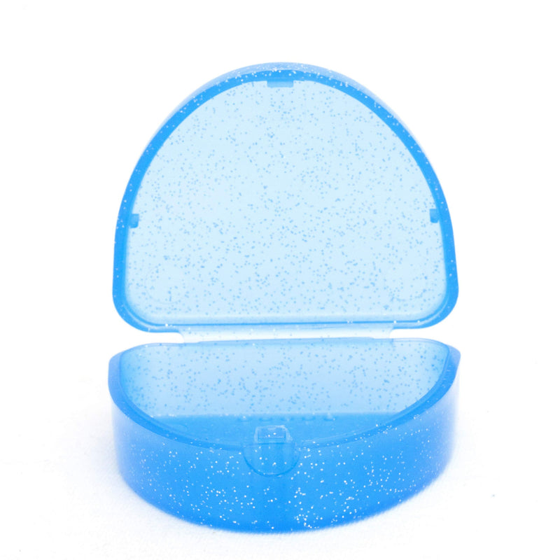 [Australia] - Slim Orthodontic Dental Case - Colour & Glitter Choices for Retainers, Bleaching Trays, Dentures & More (Glitter Blue) 