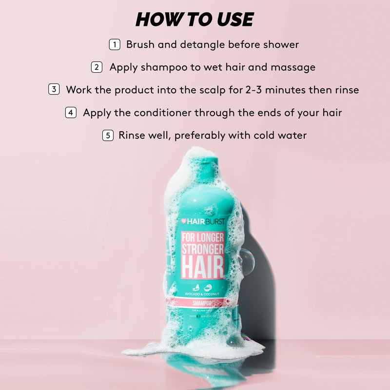 [Australia] - Hairburst Hair Growth Shampoo For Woman - Reduces Hair Loss - Strengthens Existing Hair Growth - Contains No SLS and Parabens - Coconut and Avocado Aroma - New Bigger Bottles 350ml 