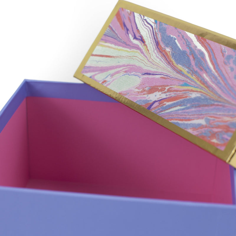 [Australia] - Hallmark Signature 7" Medium Gift Box (Marble, Pink, Lavender, Gold) for Mothers Day, Valentines Day, Birthdays, Bridal Showers, Bridesmaids Gifts and More Marble Single 