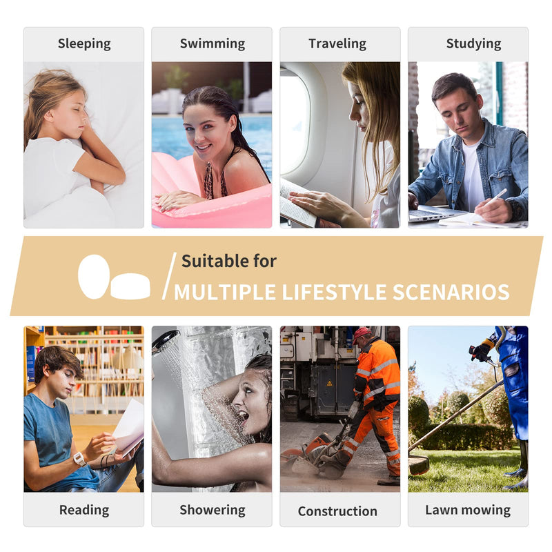 [Australia] - Silicone Moldable Earplugs Waterproof, 27dB SNR, 5 Pairs, Ear Plugs for Sleeping, Showering, Working and Study by Lysian (Skin) Skin 