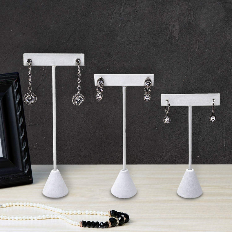 [Australia] - Ikee Design 6 Pcs Set Premium White Leatherette T- Shape Style Earring Display Stand, Earring Stand Jewelry Display for Showroom, Tradeshow, and Showcase Display, 2 1/2"W x 5 1/2"H 