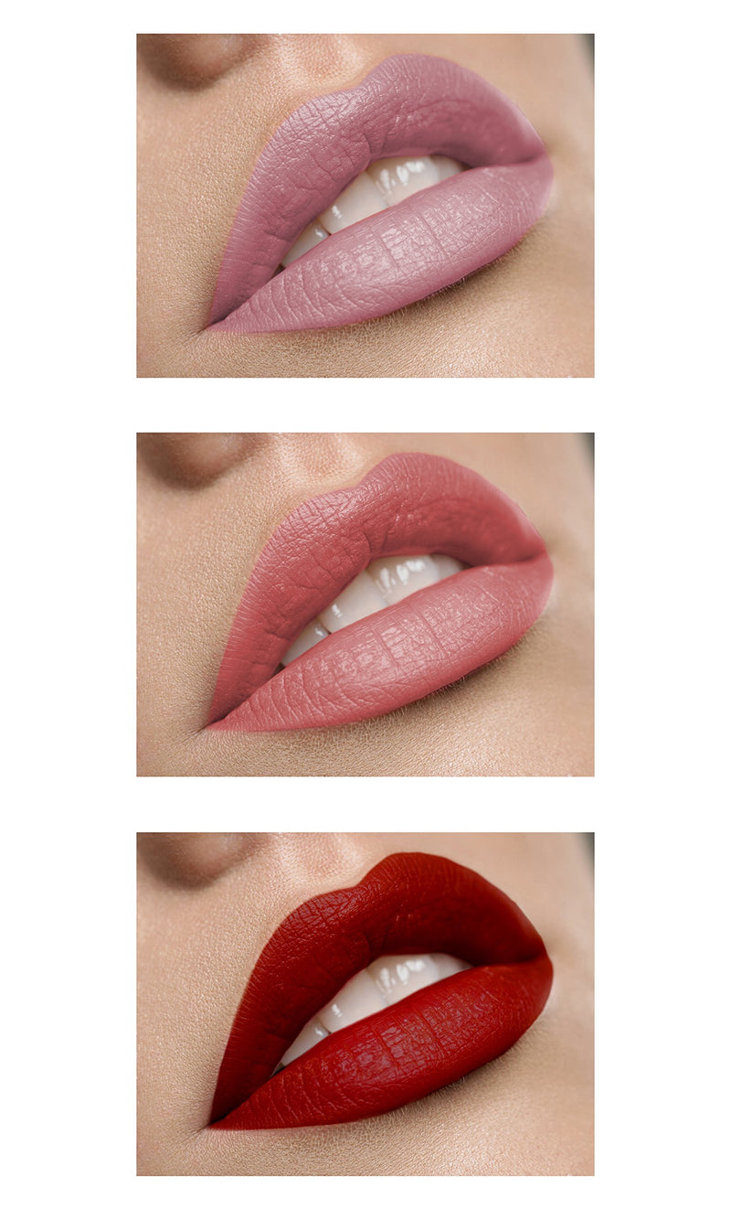 [Australia] - BYS Velvet Lips Liquid Lipstick Set - 3 Shade Collection in Travel Kit, Long-lasting Lipsticks for Women Red 
