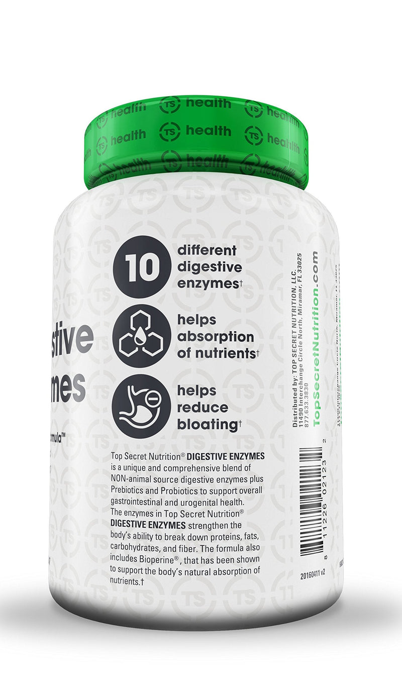 [Australia] - Top Secret Nutrition Digestive Enzymes with Prebiotics and Probiotics, and Bioperine for Better Digestion and Nutrient Absorption, Helps with Bloating and Gas (90 veggie caps) 90 Count (Pack of 1) 