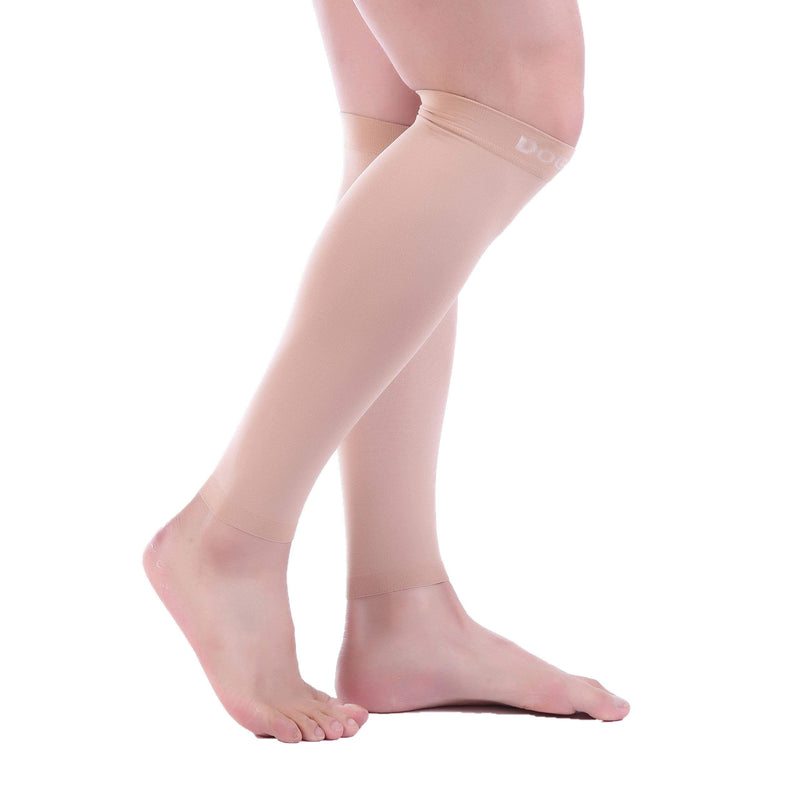 [Australia] - Doc Miller Calf Compression Sleeve Men and Women - 15-20mmHg Shin Splint Compression Sleeve Recover Varicose Veins, Torn Calf and Pain Relief - 1 Pair Calf Sleeves Skin/Nude Color - XXX-Large Size 