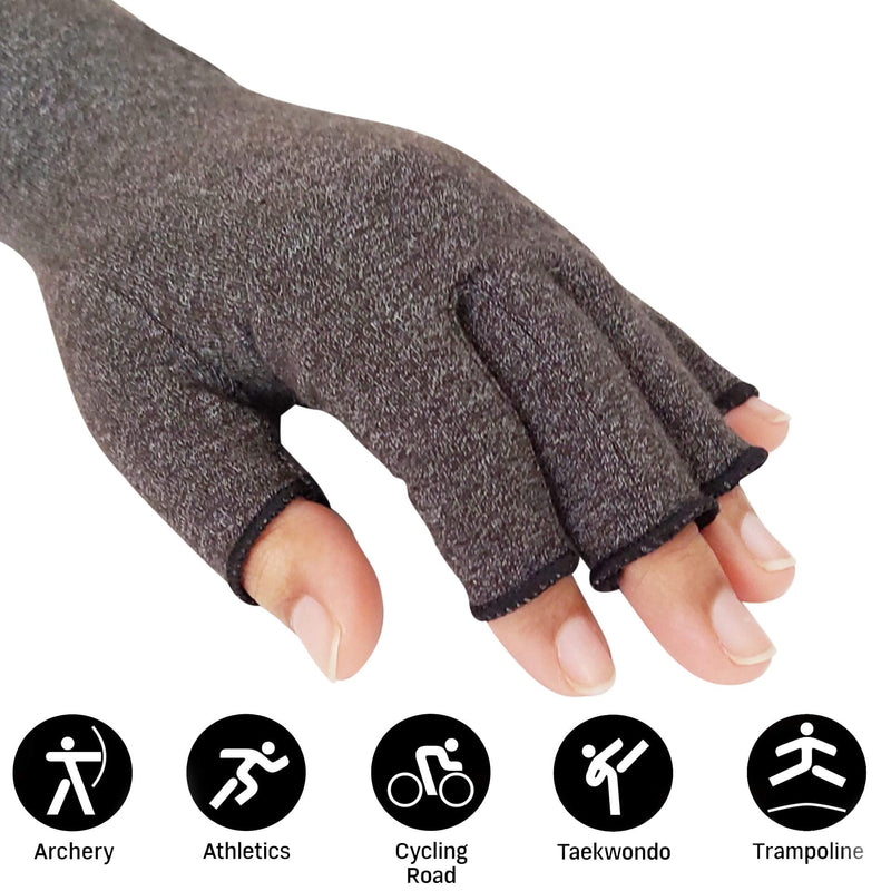 [Australia] - SyeJam Arthritis Gloves Fingerless- Rheumatoid Arthritis Compression Gloves for Pain Relief - Grey (M) 1 Pair Grey (1 Pair) + Free Ebook M (Pack of 2) 