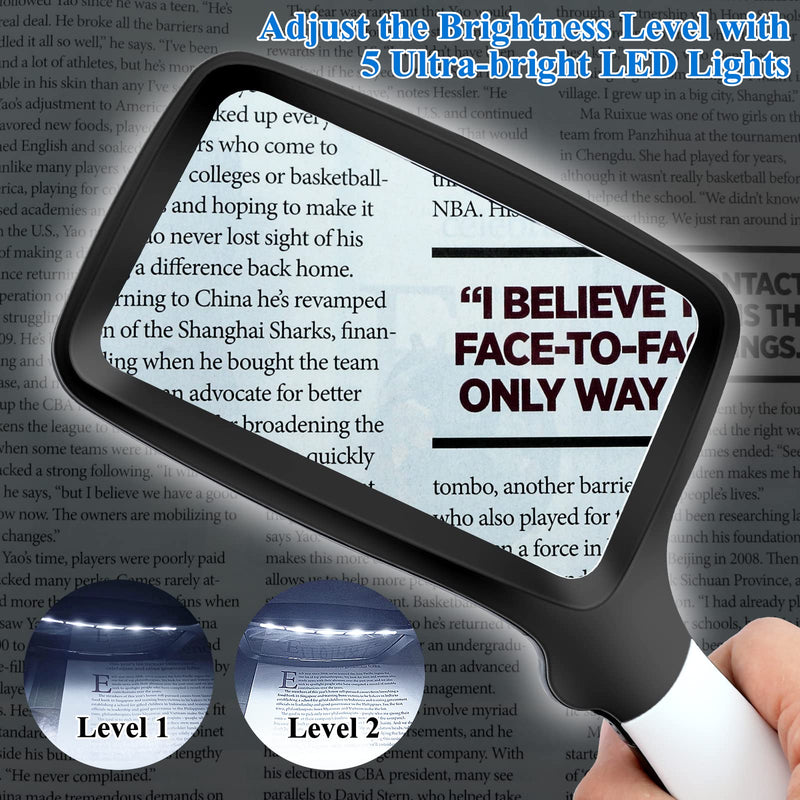 [Australia] - Magnifying Glass for Reading, Handheld Magnifier with 5 Ultra-Bright LED Lights for Reading, Sewing, Cross Stitch and Close Work 