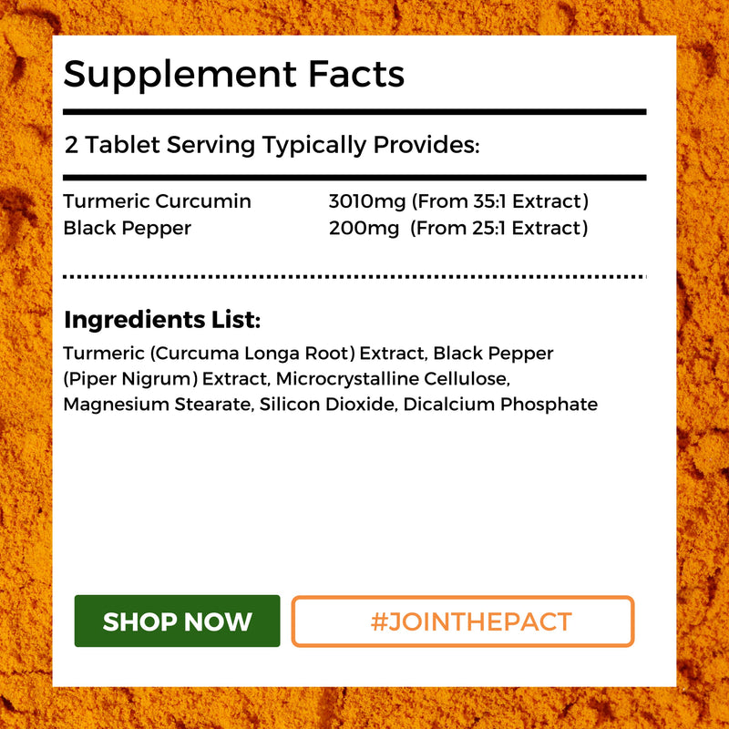 [Australia] - Turmeric Tablets 3200mg with Black Pepper – 95% Curcuminoids – 120 High Strength Curcumin Supplements – Tumeric and Black Pepper Tablets (Not Turmeric Capsules or Powder) – Vegan & Gluten Free 