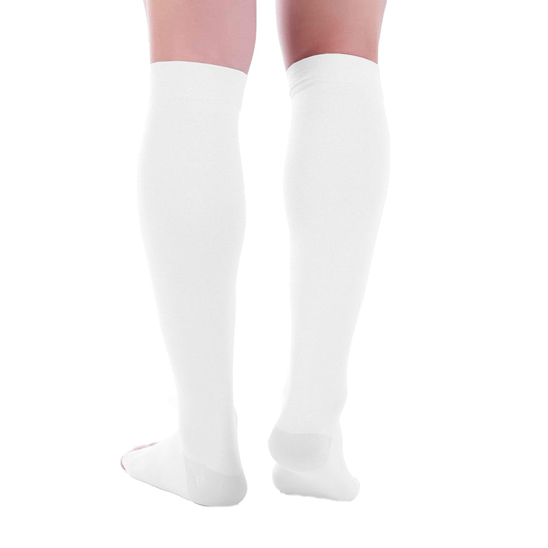 [Australia] - Doc Miller Open Toe Compression Socks 1 Pair 15-20 mmHg Firm Support White Large Tall 
