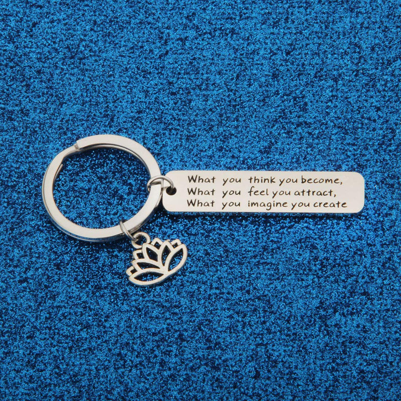 [Australia] - WUSUANED Buddhist Inspirational Quote Keychain What You Think You Become Buddha Jewelry Inspirational Gift 