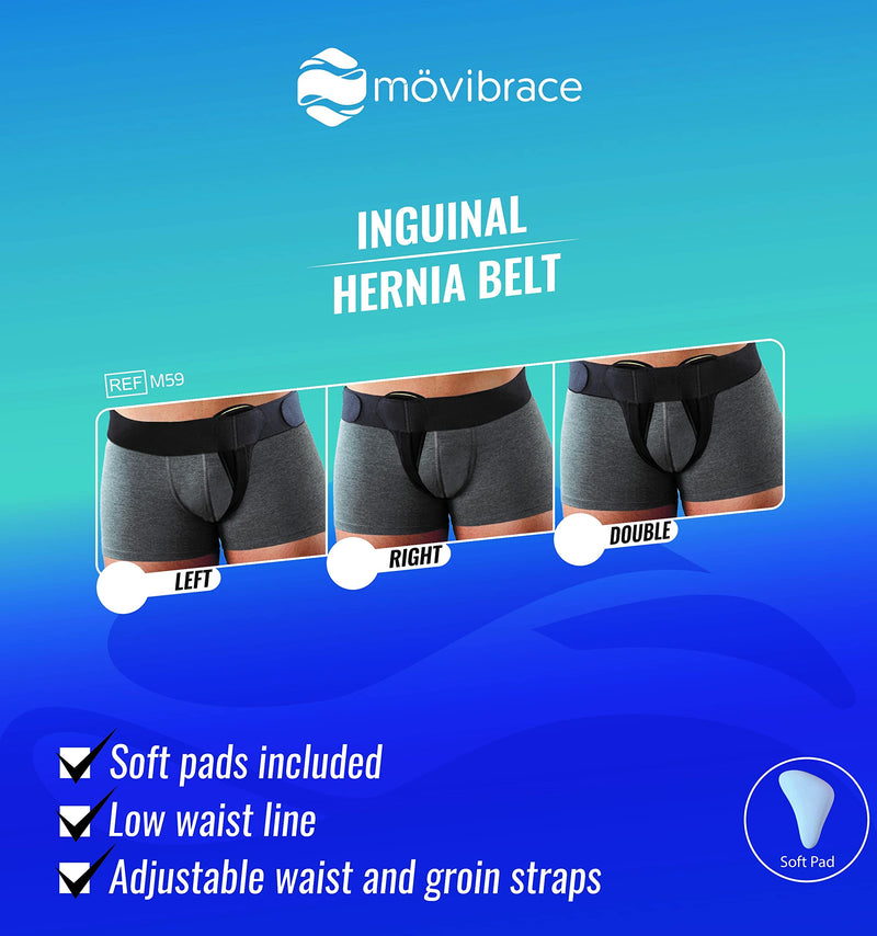[Australia] - Movibrace Inguinal Groin Hernia Belt | Left, Right or Double (Left, X-Large), Black 