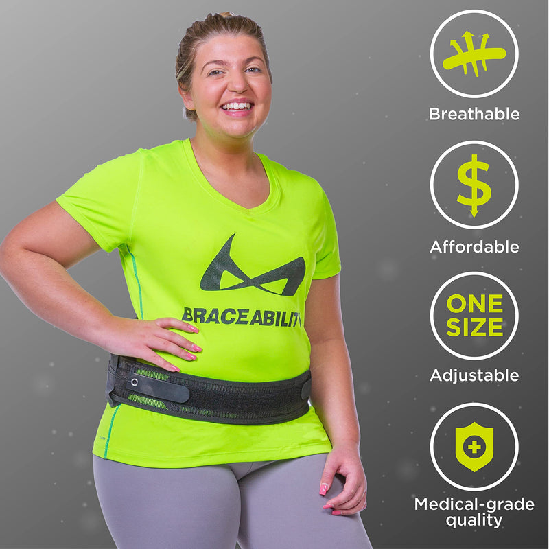 [Australia] - BraceAbility SI Joint Belt - Sacroiliac Compression Back Brace for Sacral Dysfunction, Coccyx Pain Relief and Bruised or Broken Tailbone Inflammation Treatment with Hip Support Pads (One Size) 