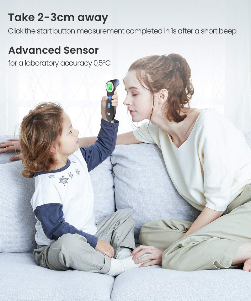 [Australia] - Femometer Forehead Thermometer for Adults Kids, Non Contact Infrared Thermometer, Digital Baby Thermometers Body Temperature Thermometer (Black) Black 