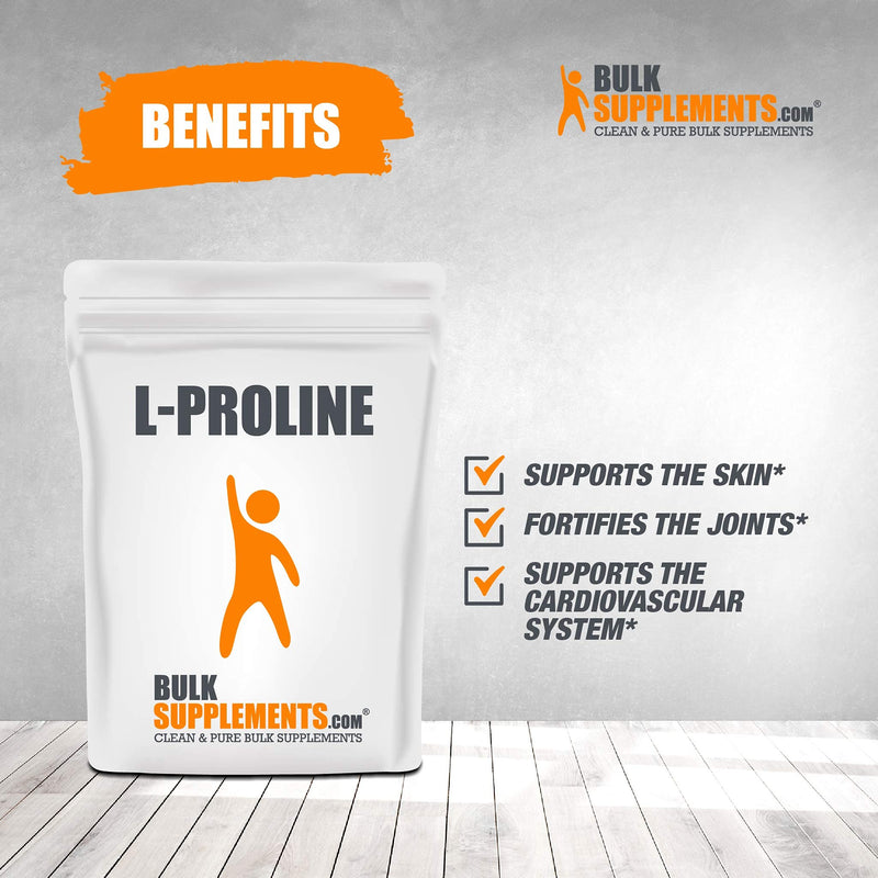 [Australia] - BulkSupplements.com L-Proline Powder - Amino Acids Supplement for Women - Amino Acids Supplement for Men - Supplements for Skin - Amino Acid Nutritional Supplements (250 Grams - 8.8 oz) 8.81 Ounce (Pack of 1) 