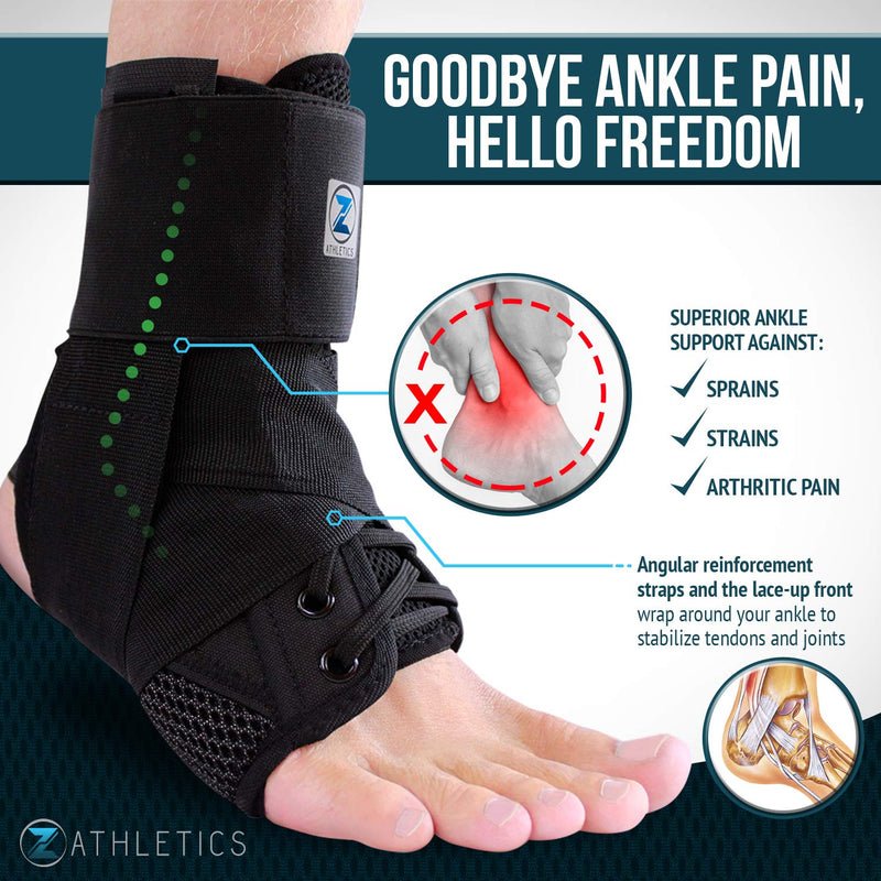 [Australia] - Zenith Ankle Brace, Lace Up Adjustable Support – for Running, Basketball, Injury Recovery, Sprain! Ankle Wrap for Men, Women, and Children Large (Pack of 1) 