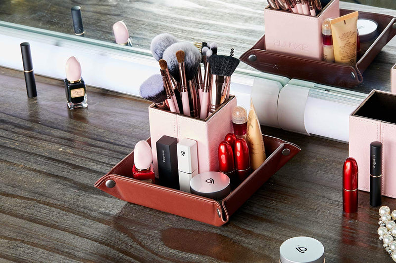 [Australia] - OARIE Men Valet Tray,Jewelry Tray Key PU Leather Valet Tray Box, Fully PU Leather Storage Tray(Black) Black_S 